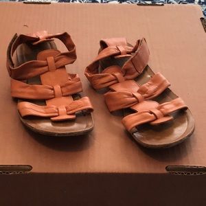 Cute orange sandals with ankle strap